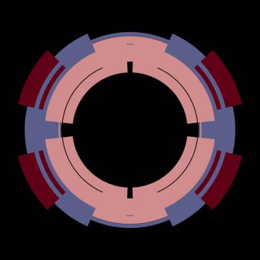 Fütürist dairesel gövde arayüzü elementi. Soyut çember geometrik arkaplan. Dijital teknolojinin grafiksel çizimi.