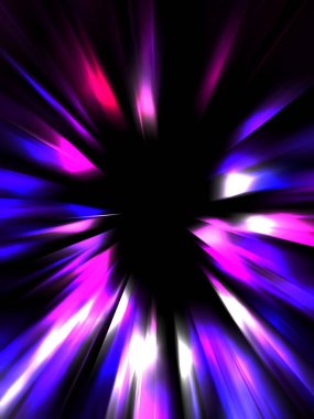 Siyah arkaplanda izole edilmiş dinamik ışık ışınları. Parlayan renkli ışık parçacıklarının grafiksel 2d çizimi.