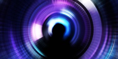 Parlayan neon ışıkları. Parlak sunum tasarım şablonu. Fotoğraf makinesi konsepti. Soyut arkaplan. Dönen ışık ışınları. Hareketli kavramsal duvar kağıdı. Grafik dijital illüstrasyon. 