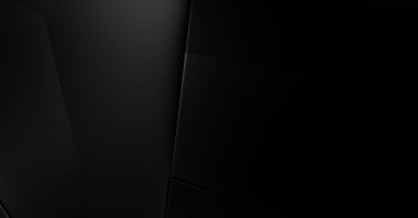 Lüks minimalist tasarım. Fütürist şablon. Karanlık elementleri olan birinci sınıf soyut duvar kâğıdı. Zarif bir zemin. Siyah üç boyutlu geometrik arkaplan. Poster, broşür, sunum için tasarım.