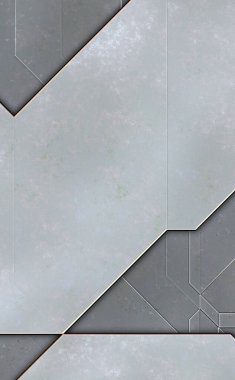Katmanlı paneller. Fütürist soyut duvar kağıdı. Geometrik teknolojik yansıtıcı arka plan 3D metalik doku. Uzay gemisi desen yüzeyi.