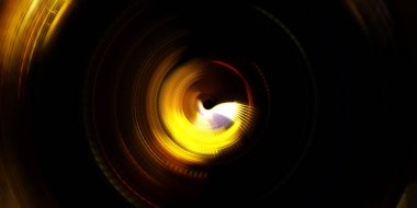 Fotoğraf makinesi konsepti. Soyut arkaplan. Dönen ışık ışınları. Hareketli kavramsal duvar kağıdı. Grafik dijital illüstrasyon. Parlayan neon ışıkları. Parlak sunum tasarım şablonu.