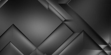 Siyah üç boyutlu geometrik arkaplan. Moda lüks minimalist tasarım. Geometrik şablon. Karanlık elementleri olan birinci sınıf soyut duvar kâğıdı. Poster, broşür, sunum, web sitesi için özel tasarım.