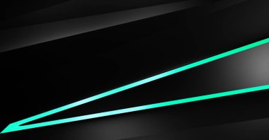 Metin için kopyalama alanı olan soyut siyah paneller. Üç boyutlu illüstrasyon. Renkli ışık özellikli koyu renk tasarım şablonu. Zarif geometrik parlak çizgili arka plan. Minimalist geometrik kapak grafiği.