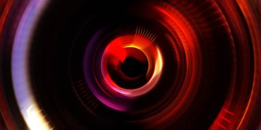 Fotoğraf makinesi konsepti. Soyut arkaplan. Dönen ışık ışınları. Hareketli kavramsal duvar kağıdı. Grafik dijital illüstrasyon. Parlayan neon ışıkları. Parlak sunum tasarım şablonu.