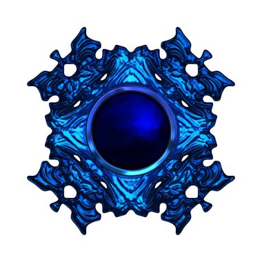 Beyaz arka planda izole bir mücevher. Mücevherli bir fantezi mücevherin 3 boyutlu görüntüsü. Masal elementi. Lüks grafik duvar kağıdı.