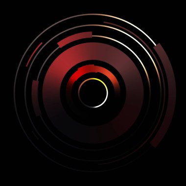 Gelecekçi hud arayüzü elementi. Soyut geometrik arkaplan. Dijital teknolojinin grafiksel çizimi siyah arkaplanda izole edildi..