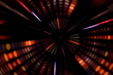 Siyah arkaplanda dönen ışık gösterisi. Lüks çizgiler. Parlak kıvrımlı duvar kağıdı. Uzay tüneli. Dönen ışık çemberi ya da maytap izi. Parlak konsept çizimi.