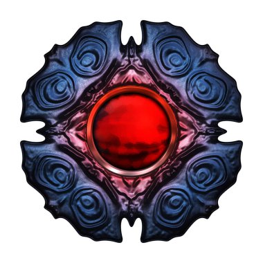 Beyaz arka planda izole bir mücevher. Mücevherli bir fantezi mücevherin 3 boyutlu görüntüsü. Masal elementi. Lüks grafik duvar kağıdı.