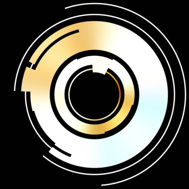 Gelecekçi hud arayüzü elementi. Soyut geometrik arkaplan. Dijital teknolojinin grafiksel çizimi siyah arkaplanda izole edildi..