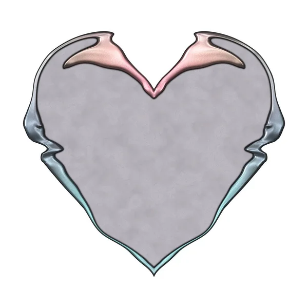 Металлическая Иллюстрация Сердца Фантастическая Рамка Изолирована Белом Фоне Перфект Приглашений — стоковое фото