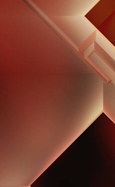 Geometrik dinamik şekiller. Gölgeli teknoloji dijital şablonu ve gradyan arka planda ışıklar. Modern basit geometrik renk gradyanı soyut arkaplan. 3B illüstrasyon. 