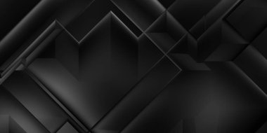 Siyah üç boyutlu geometrik arkaplan. Moda lüks minimalist tasarım. Geometrik şablon. Karanlık elementleri olan birinci sınıf soyut duvar kâğıdı. Poster, broşür, sunum, web sitesi için özel tasarım.