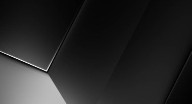 Lüks minimalist tasarım. Fütürist şablon. Karanlık elementleri olan birinci sınıf soyut duvar kâğıdı. Zarif bir zemin. Siyah üç boyutlu geometrik arkaplan. Poster, broşür, sunum için tasarım.