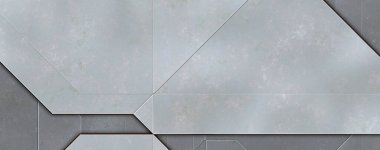 Katmanlı paneller. Fütürist soyut duvar kağıdı. Geometrik teknolojik yansıtıcı arka plan 3D metalik doku. Uzay gemisi desen yüzeyi.