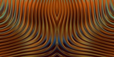 Renkli dalgalı yansıtıcı duvar kağıdının üç boyutlu çizimi. Duvar kağıdı, afiş, arkaplan, kart, kitap kapağı veya web sitesi için grafiksel illüstrasyon. Soyut parlak arkaplan.