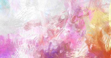 Soyut arkaplanda pürüzlü fırça darbeleri. Fırça boyası. Renkli boya darbeleri. Eşsiz duvar sanatı. Tuvaldeki modern sanat. Renkli çağdaş sanat eserleri.