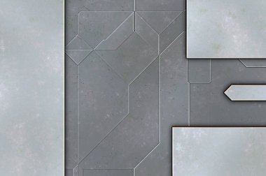 Katmanlı paneller. Fütürist soyut duvar kağıdı. Geometrik teknolojik yansıtıcı arka plan 3D metalik doku. Uzay gemisi desen yüzeyi.