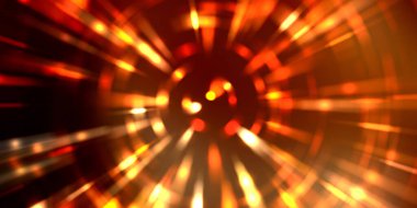 Parlayan ışıkları hareket ettirmenin havalı arka planı. Tasarımınız için canlı renkli bir portal şablonu. Işık ışınları ve hareket halindeki ışıldayan parçacıklar bir solucan deliği şekli oluşturuyor..