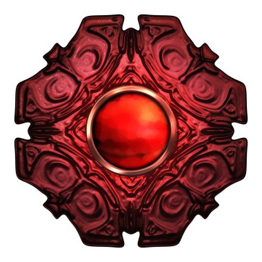 Beyaz arka planda izole bir mücevher. Mücevherli bir fantezi mücevherin 3 boyutlu görüntüsü. Masal elementi. Lüks grafik duvar kağıdı.