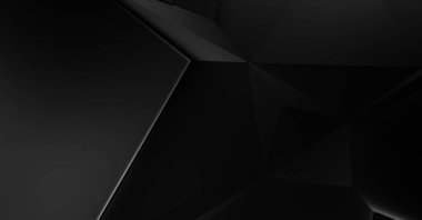 Lüks minimalist tasarım. Fütürist şablon. Karanlık elementleri olan birinci sınıf soyut duvar kâğıdı. Zarif bir zemin. Siyah üç boyutlu geometrik arkaplan. Poster, broşür, sunum için tasarım.