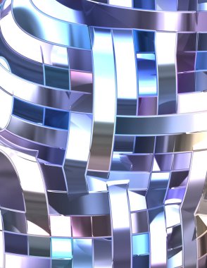 Metalik panel dokusunun 3 boyutlu çizimi. Renkli, parlak, soyut duvar kağıdı. Geometrik teknolojik parlak yansıtıcı arka plan. Yaratıcı parlak kavramsal arkaplan.