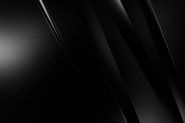 Geometrik katmanlı 3 boyutlu siyah arkaplan. Soyut koyu fütüristik duvar kağıdı. Zarif, parlak çizgili arka plan. Poster, broşür, sunum ve web sitesi için geometrik şablon tasarımı.