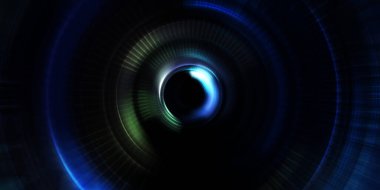 Parlayan neon ışıkları. Parlak sunum tasarım şablonu. Fotoğraf makinesi konsepti. Soyut arkaplan. Dönen ışık ışınları. Hareketli kavramsal duvar kağıdı. Grafik dijital illüstrasyon. 