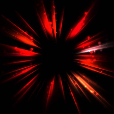 Işık huzmeleri ve parlayan parçacıkların kesiştiği güzel bir zemin. Canlı renkli ışıkların duvar kâğıdı. Parlak ışık görüntüsü.