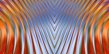 Renkli dalgalı yansıtıcı duvar kağıdının üç boyutlu çizimi. Duvar kağıdı, afiş, arkaplan, kart, kitap kapağı veya web sitesi için grafiksel illüstrasyon. Soyut parlak arkaplan.