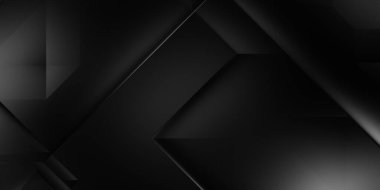 Siyah üç boyutlu geometrik arkaplan. Moda lüks minimalist tasarım. Geometrik şablon. Karanlık elementleri olan birinci sınıf soyut duvar kâğıdı. Poster, broşür, sunum, web sitesi için özel tasarım.
