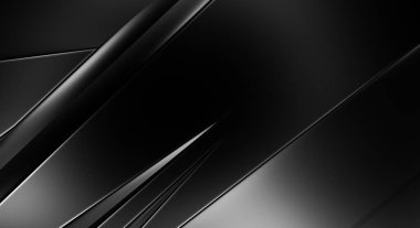 Geometrik katmanlı 3 boyutlu siyah arkaplan. Soyut koyu fütüristik duvar kağıdı. Zarif, parlak çizgili arka plan. Poster, broşür, sunum ve web sitesi için geometrik şablon tasarımı.