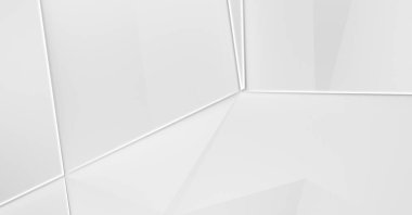 Beyaz 3d geometrik arka plan. Fütürist şablon. Karanlık elementleri olan birinci sınıf soyut duvar kâğıdı. Zarif bir zemin. Lüks minimalist tasarım. Poster, broşür, sunum için tasarım.