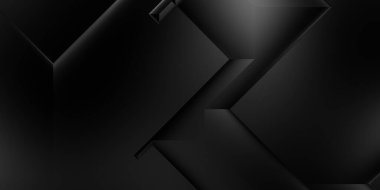 Siyah üç boyutlu geometrik arkaplan. Moda lüks minimalist tasarım. Geometrik şablon. Karanlık elementleri olan birinci sınıf soyut duvar kâğıdı. Poster, broşür, sunum, web sitesi için özel tasarım.