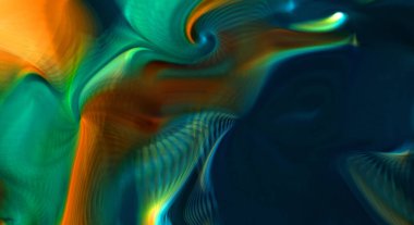 Hareketli girdapların soyut çizimi. Titreşimli renkli kıvrımların dönen akışı. Kıvrımlı ve kıvrımlı arka plan ve çizgiler. Garip duvar kâğıdı tasarımı. Dalgalanma arkaplanı.