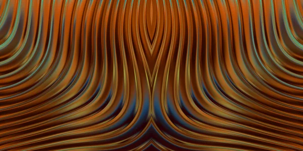 Renkli dalgalı yansıtıcı duvar kağıdının üç boyutlu çizimi. Duvar kağıdı, afiş, arkaplan, kart, kitap kapağı veya web sitesi için grafiksel illüstrasyon. Soyut parlak arkaplan.