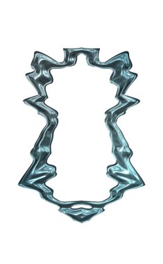 Üç boyutlu metalik illüstrasyon. Beyaz arka planda izole edilmiş fantezi çerçevesi. Davetiyeler, posterler, menü, hatıra defteri ve sunum için mükemmel. Metnin için şablon.