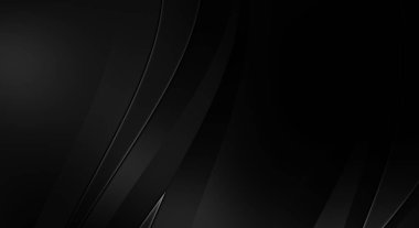 Siyah kıvrımlı yüzey. 3 boyutlu illüstrasyon. Soyut fütüristik geçmiş. Minimalist geometrik kapak tasarımı. Çarpık siyah çizgiler. Lüks dokuma duvar kağıdı. Zarif arkaplan.