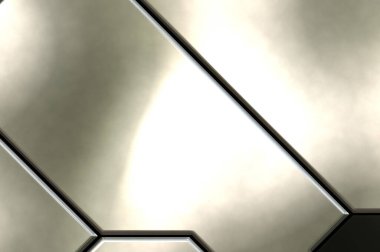Üç boyutlu metalik doku. Uzay gemisi desenli yüzey. Aydınlık ve karanlık paneller. Fütürist soyut duvar kağıdı. Geometrik teknolojik yansıtıcı arkaplan.