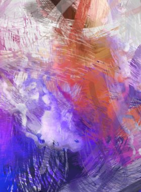 Soyut arkaplanda pürüzlü fırça darbeleri. Fırça boyası. Renkli boya darbeleri. Eşsiz duvar sanatı. Tuvaldeki modern sanat. Renkli çağdaş sanat eserleri.