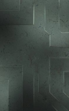 Çukur SciFi panelleri duvar. Üç boyutlu illüstrasyon. Gelecekçi kavramsal tasarım arka planı. Uzay gemisi desenli duvar kağıdı. Fırçalanmış teknoloji desen yüzeyi. 