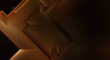 Geometrik dinamik şekiller. Gölgeli teknoloji dijital şablonu ve gradyan arka planda ışıklar. Modern basit geometrik renk gradyanı soyut arkaplan. 3B illüstrasyon. 