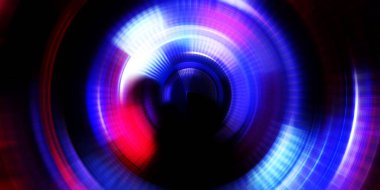 Parlayan neon ışıkları. Parlak sunum tasarım şablonu. Fotoğraf makinesi konsepti. Soyut arkaplan. Dönen ışık ışınları. Hareketli kavramsal duvar kağıdı. Grafik dijital illüstrasyon. 