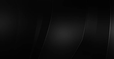 Siyah kıvrımlı yüzey. 3 boyutlu illüstrasyon. Soyut fütüristik geçmiş. Minimalist geometrik kapak tasarımı. Çarpık siyah çizgiler. Lüks dokuma duvar kağıdı. Zarif arkaplan.