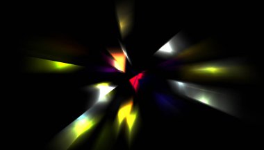 Parlayan ışıkları hareket ettirmenin havalı arka planı. Tasarımınız için canlı renkli bir portal şablonu. Işık ışınları ve hareket halindeki ışıldayan parçacıklar bir solucan deliği şekli oluşturuyor..