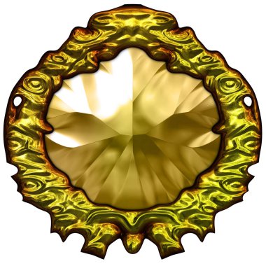 Beyaz arka planda izole bir mücevher. Mücevherli bir fantezi mücevherin 3 boyutlu görüntüsü. Masal elementi. Lüks grafik duvar kağıdı.