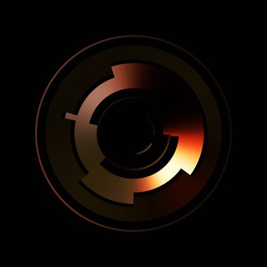 Gelecekçi hud arayüzü elementi. Soyut geometrik arkaplan. Dijital teknolojinin grafiksel çizimi siyah arkaplanda izole edildi..