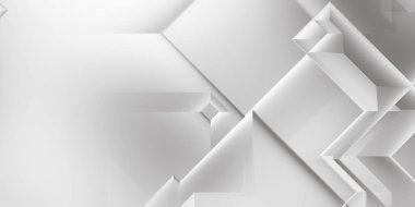 Beyaz 3d geometrik arka plan. Karanlık elementleri olan birinci sınıf soyut duvar kâğıdı. Poster, broşür, sunum ve web sitesi için özel tasarım. Moda lüks minimalist tasarım. Geometrik şablon. 