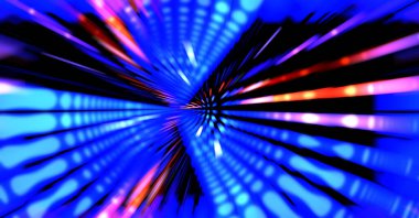 Siyah arkaplanda dönen ışık gösterisi. Lüks çizgiler. Parlak kıvrımlı duvar kağıdı. Uzay tüneli. Dönen ışık çemberi ya da maytap izi. Parlak konsept çizimi.