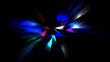 Parlayan ışıkları hareket ettirmenin havalı arka planı. Tasarımınız için canlı renkli bir portal şablonu. Işık ışınları ve hareket halindeki ışıldayan parçacıklar bir solucan deliği şekli oluşturuyor..